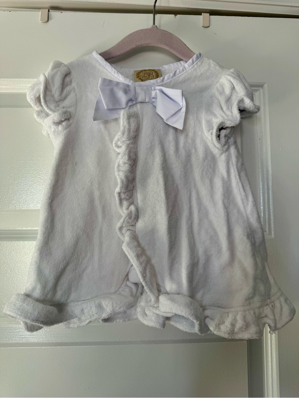 Beaufort Bonnet Company White Girls Terry Swim Coverup with Bow
